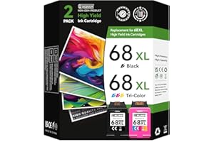 68e 68XL Ink Cartridges Compatible for HP 68 Ink Cartridges Black/Color Combo Pack Compatible for HP Ink 68 68e fit for Envy 