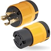 MECMO 30Amp L14-30P &amp; L14-30R Generator Locking Plug and Connector, Male &amp; Female Kit, Twist Lock 30 Amp, 125/250 Volt, 3 Pole 4 Wire Grounding, Industrial-Strength Heavy Duty L14-30 Set