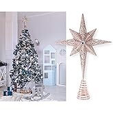 Christmas Traditions 11 inch Rose Gold Glittered Large Christmas Bethlehem Star Tree Topper Star for Large Tree 6 feet-8 feet Tall/Home Decor Ornaments (Rose Gold)