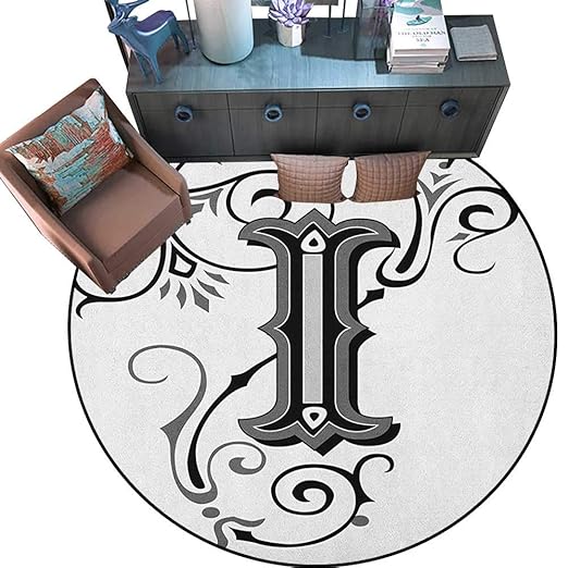 Alfombra Redonda Para Niños Diseño De Letra H Con Texto En