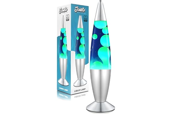 Jambo 16-Inch Beautiful Magma Lamp- Blue with Yellow/Green Wax, 16 Inch, Relaxing Night Light Nighlight Home Decor Living Roo