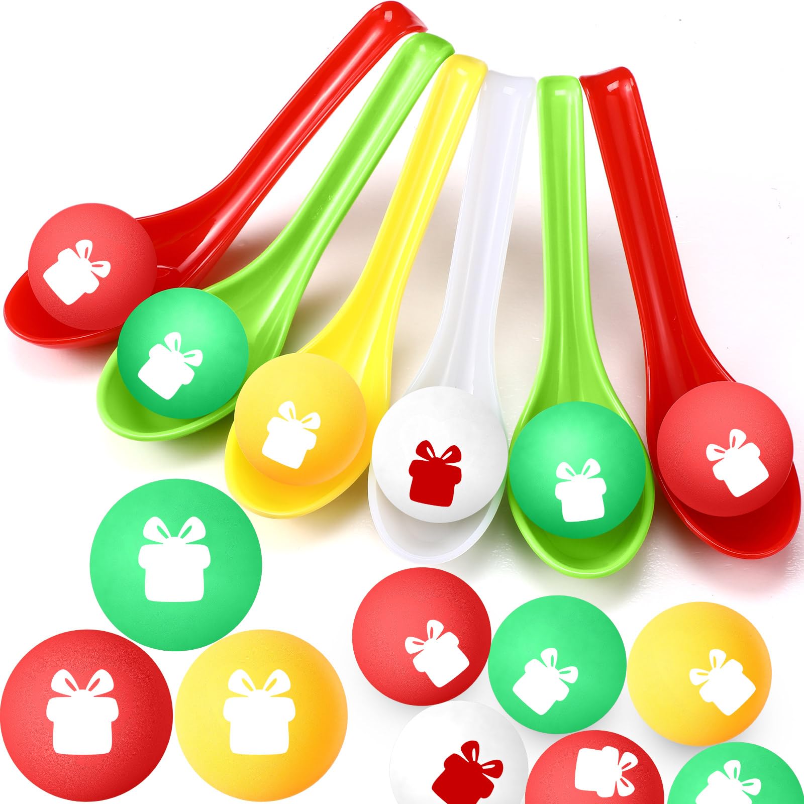 Photo 1 of JellyArch 48 Pack Christmas Game Spoon Relay Race Toy Set, Christmas Themed Ball and Spoon Race Game for Indoor Outdoor Decorations Christmas Party Holiday Birthday Supplies Favors(Gift Box)