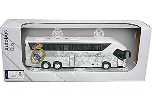 SOCKERS Real Madrid Official Collectible Miniature Team Bus – Premium Die-Cast Soccer Bus Toy with Friction-Power Engine – Pull-Back & Go – Licensed Football Merchandise & Fan Display Model
