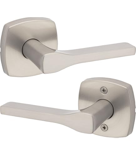 Juego Manillas Para Puerta Latón Roseta Cuadrada/Níquel Satinado