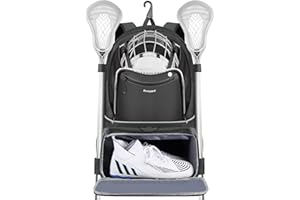 Arcoyard Extra Large Lacrosse Backpack with 2 Stick Holders, Professional Lacrosse Bag for Youth with Ventilated Cleats Compartment and Insulated Pocket, for All Field Hockey Gear