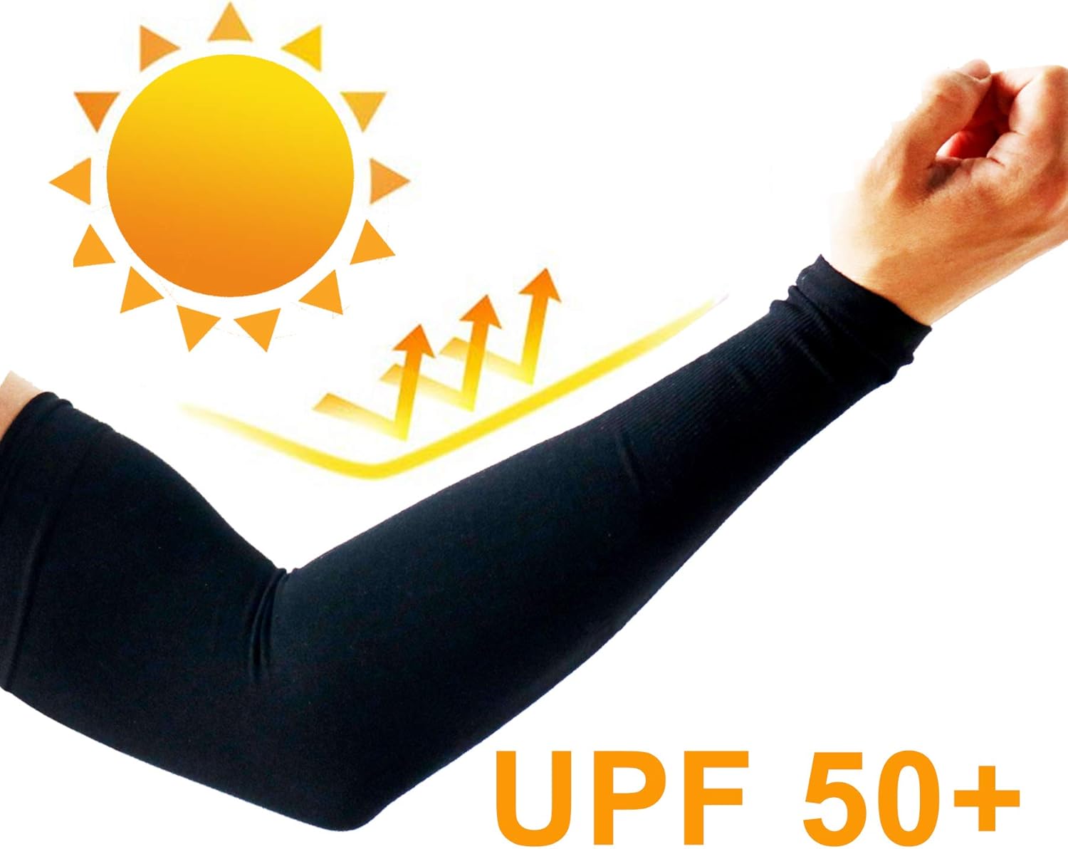 PFFY 3 Pairs UV Protection Cooling Arm Sleeves for Men and Women UPF 50 Sun Sleeve Black: Clothing