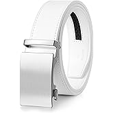 MILORDE Men's Ratchet Leather Belt for Casual Golf Dress Pants Shirts, Adjustable Fit, Comfortable and Easy To Use (35mm)