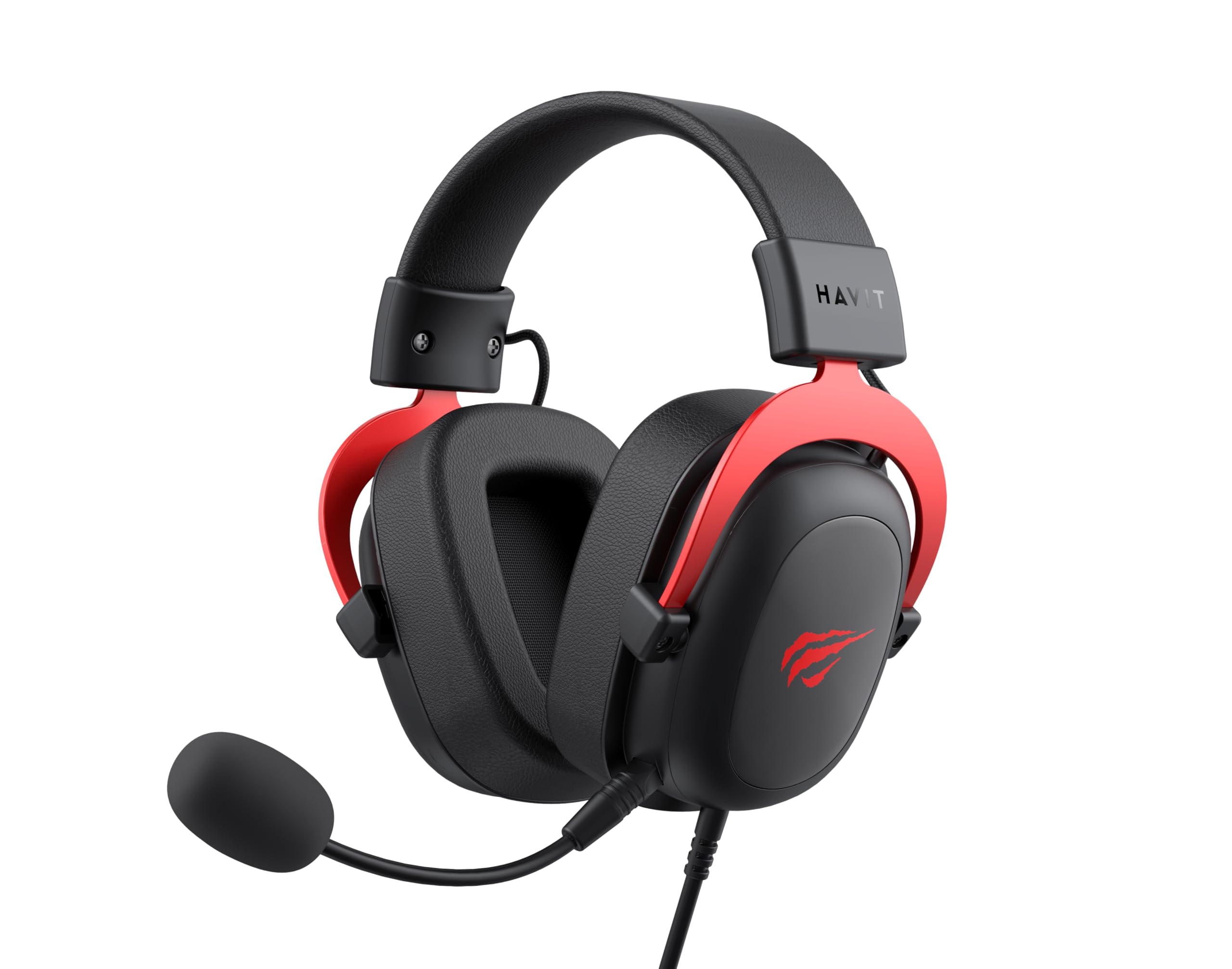 Headphone Fone de Ouvido Havit H2002d Black Red, Gamer, com Microfone Destacável, Falante 53mm, Plug 3, 5mm: compatível com X