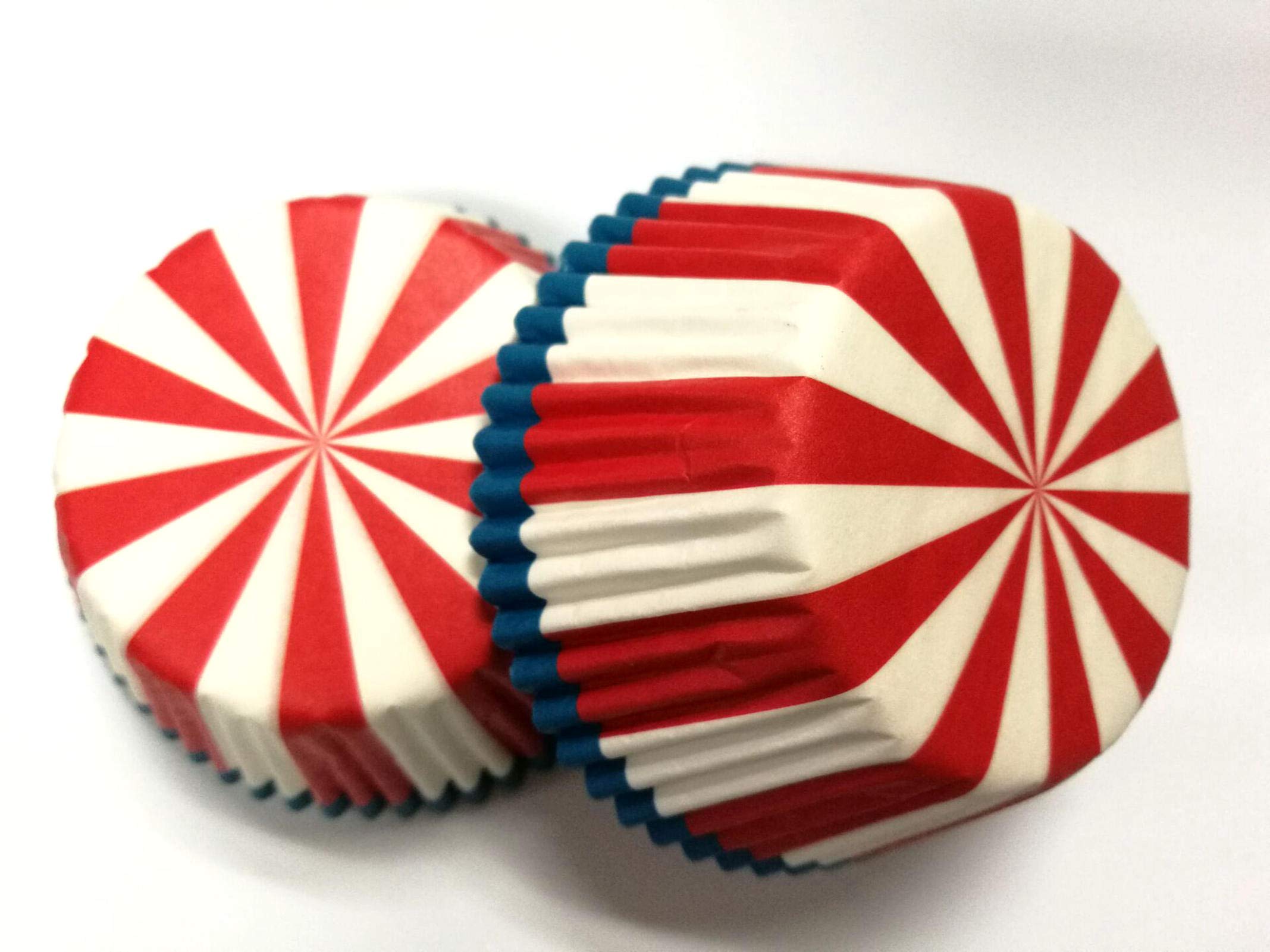 Photo 1 of Red and White Striped Birthday Paper Muffin Cupcake Liners Cases Baking Cups 100 pcs,Standard Size 2x1.25inch