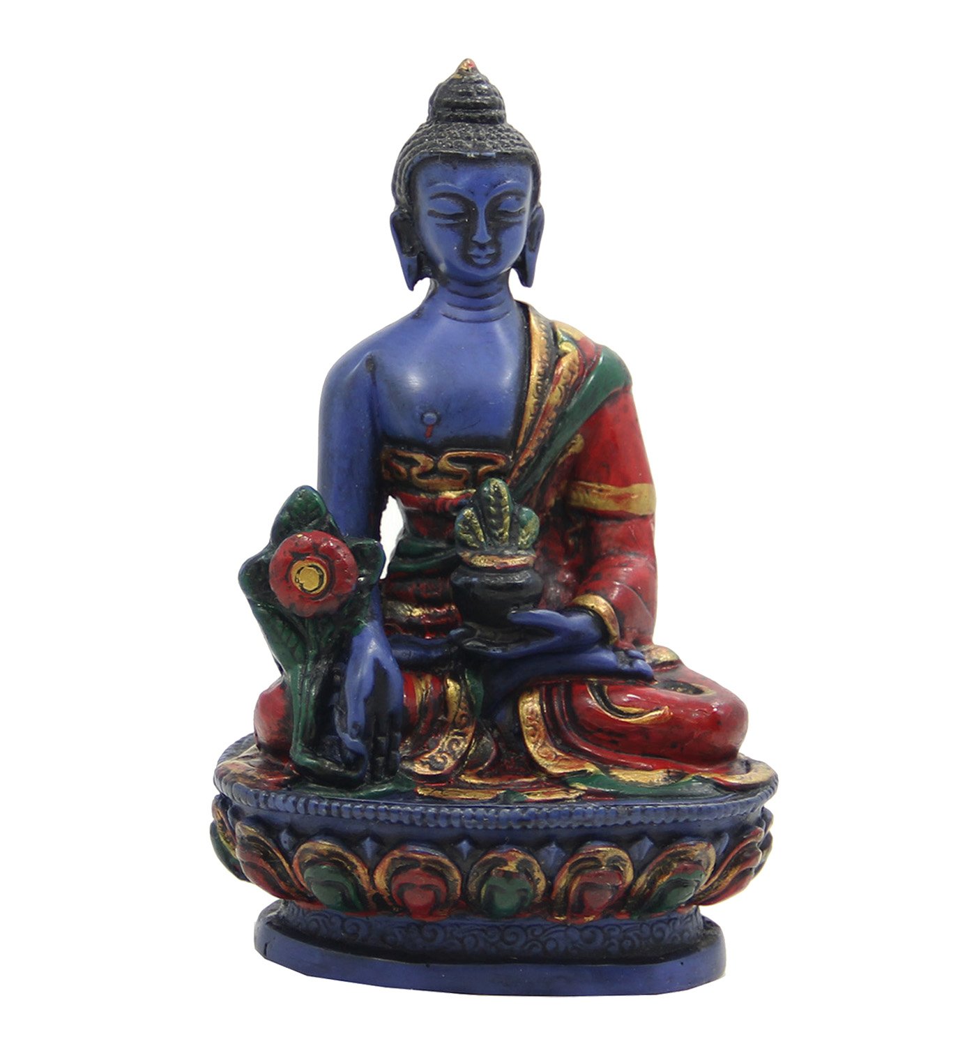 DharmaObjects Tibetan Healing Medicine Buddha Statue Hand Painted Nepal