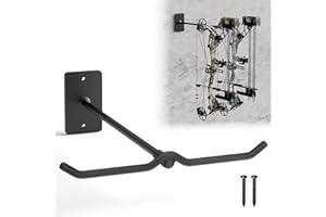 POOWEE Compound Bow Hanger for Wall - Heavy Duty Steel Compound Bow Holder, Recurve Bow Wall Mount with Durable Composite Padding, Bow Hanger Display for 2 Bows, Vertical Storage Bow Hangers for Wall