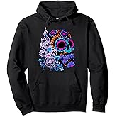 Sugar Skull Flowers Day Of The Dead Dia Muertos Gift Idea Pullover Hoodie