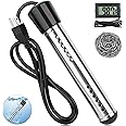 2000W Portable Water Heater Electric with 304 SS Guard, Bucket Immersion Water Heater with Digital LCD Thermometer, Fast Heats 5 Gallons of Water in Minutes