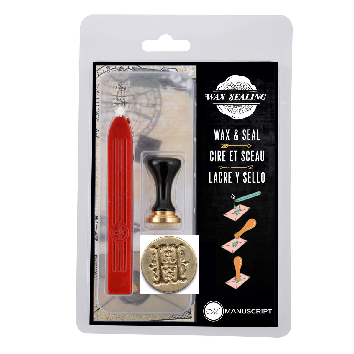 Manuscript Ceramic Mini Seal & Wax Set - H