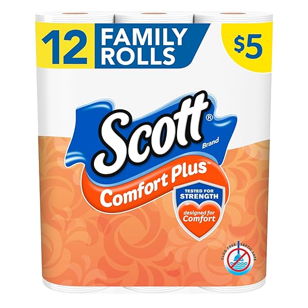 SCOTT® COMFORTPLUS 1-PLY TOILET PAPER, 1-1/8″ X 1-1/8″, 173 SHEETS PER ROLL, PACK OF 12 ROLLS