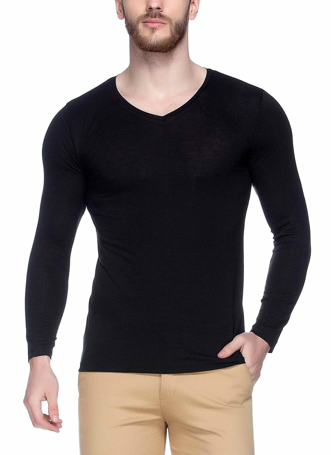 tinted men's viscose v-neck full sleeve t-shirt (tj101vf)