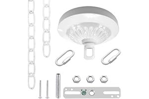 ECUDIS Light Fixture Canopy Kit, 5 Inches Diameter and 6 Feet Pendant Light Chain Includes Mounting Hardware for Chandelier or Swag Light Fixtures, Max Fixture Load of 50 Pounds (White)