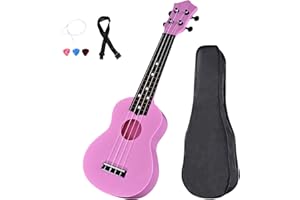 LIEKE Kids Ukulele 21 Inch Soprano Ukelele,Musical Instrument,Toy Ukulele Gift for Girls Children Beginners with Bag (Pink)