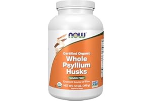 NOW Foods Supplements, Whole Psyllium Husks, Certified Organic, Non-GMO Project Verified, Soluble Fiber, 12-Ounce