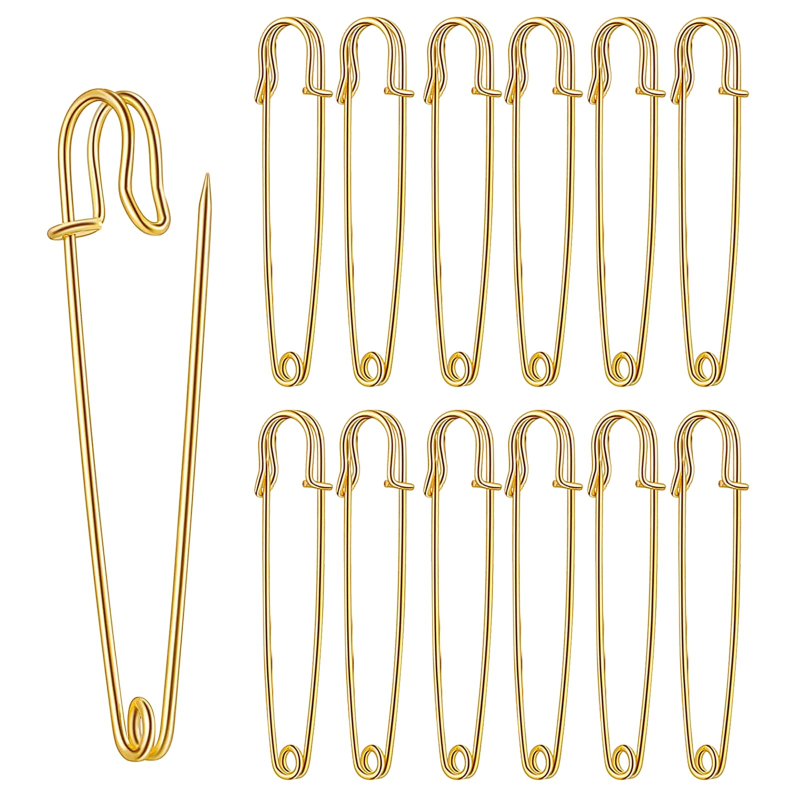Large Safety Pins Pack of 30 for Clothes, Leather, Canvas, Blankets, Crafts, Skirts, Kilts - Extra Large, Heavy Duty (Gold)