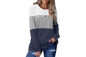 CRAZY GRID Womens Long Sleeve Shirts Casual Loose Soft Sweatshirt Crewneck/V-Neck Fashion Fall Tops
