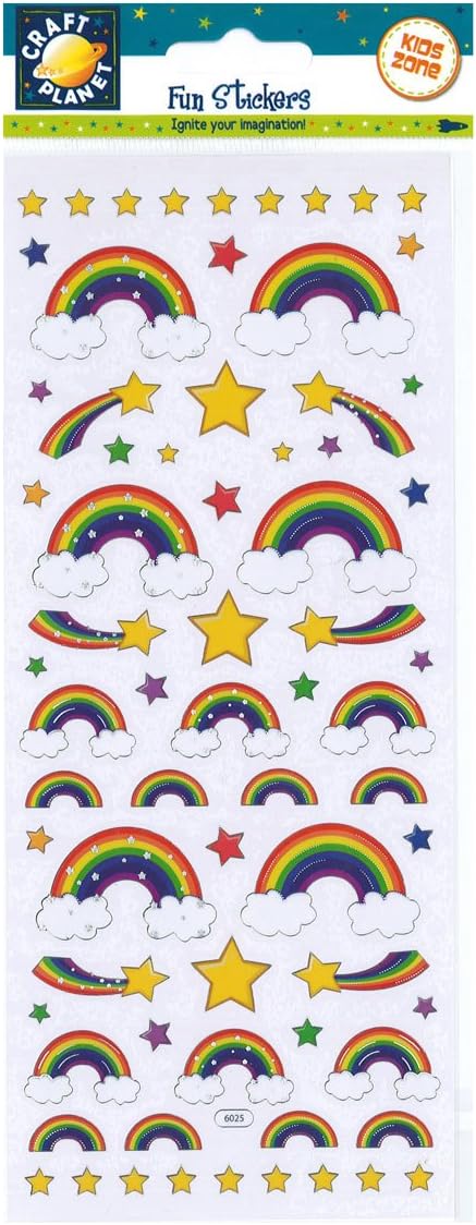 Craft Planet Fun Stickers, Rainbows, for Young Crafters Posters, Card Making, Scrapbooking, Party Bag Fillers, Book