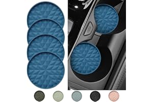 Wingcases Car Coasters Silicone [4 Pack] 2.75in Universal Mats Non-Slip, Embedded Car Interior Accessories, Car Cup Holders Insert Coasters Decor，Dark Blue