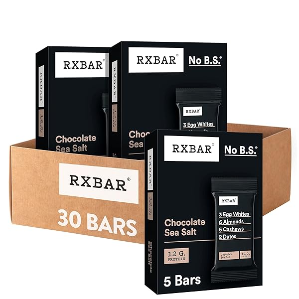 RXBAR PROTEIN BARS, 12G PROTEIN, GLUTEN FREE SNACKS, CHOCOLATE SEA SALT (6 BOXES, 30 BARS)