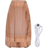 100-200ml Essential Oil Diffuser USB Rechargeable Wood Grain Humidifier Silent Night Light for Home Office Bedroom