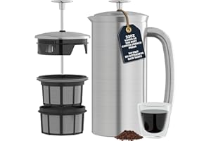 ESPRO P7 French Press Coffee Maker - Double-Walled Stainless Steel Insulated with Micro-Filter, 32 Ounces, Brushed Stainless 