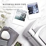 Funime Basin Taps Mixer Waterfall Mono Chrome with Pop Up Waste G1/2'' view 3