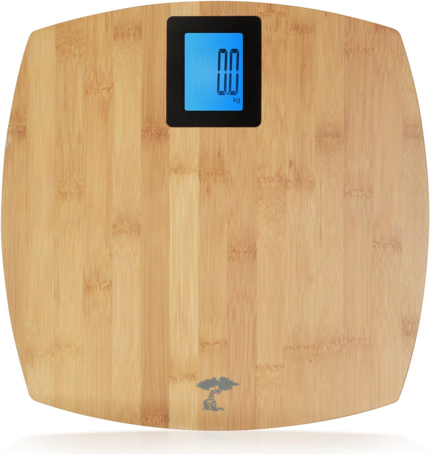 Deluxe Bamboo Bathroom Scale. Backlit Large Display. 400lb Capacity.