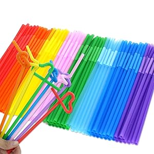 Tomnk 300PCS 10.3 Inch Disposable Flexible Bendy Drinking Straws Plastic Straws
