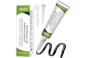 SHIELDOM RTV Silicone Adhesive Sealant 100% Silicone Sealer All-Purpose Caulk Waterproof Stronger Adhesion, Shrink & Crack Proof Caulking for Car, Kitchen, Window, Bathroom, Door (Black, 3.4 Fl. Oz.)
