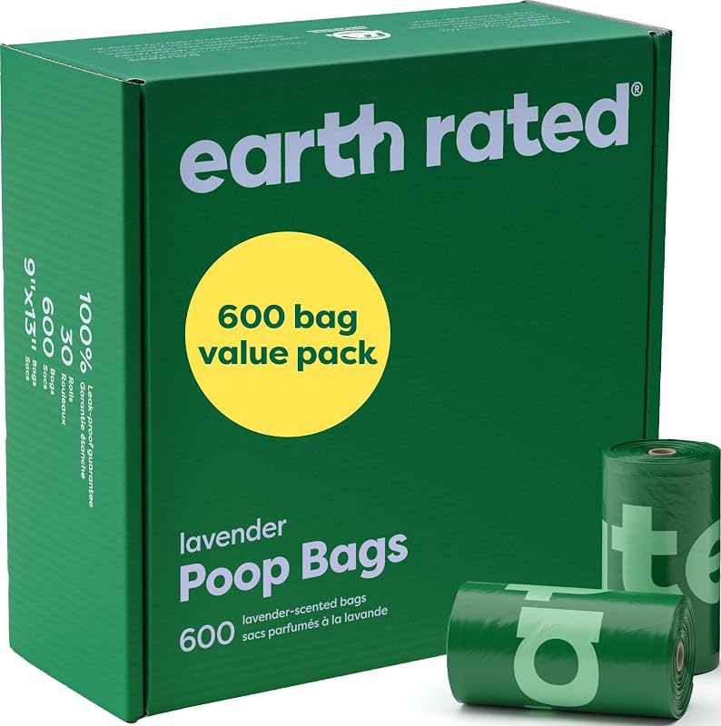 Bolsas para heces de perro, para mascotas a prueba de fugas y extragruesas, aptas para perros de cualquier tamaño, Rollos de recarga, aroma a lananda, 600 unidades
