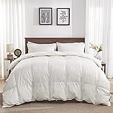 Oaken-Cat Goose Feather Down Fiber Comforter King Size - 100% Organic Cotton Shell All Season Duvet Insert, Medium Warmth Hotel Luxury Bedding Comforter(106x90 Inch, White)