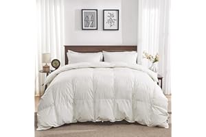 Oaken-Cat Organic Feather Down Fiber Comforter Queen Size - 100% Cotton Shell All Season Duvet Insert, Medium Warmth Hotel Luxury Bedding Comforter(90x90 Inch, White)