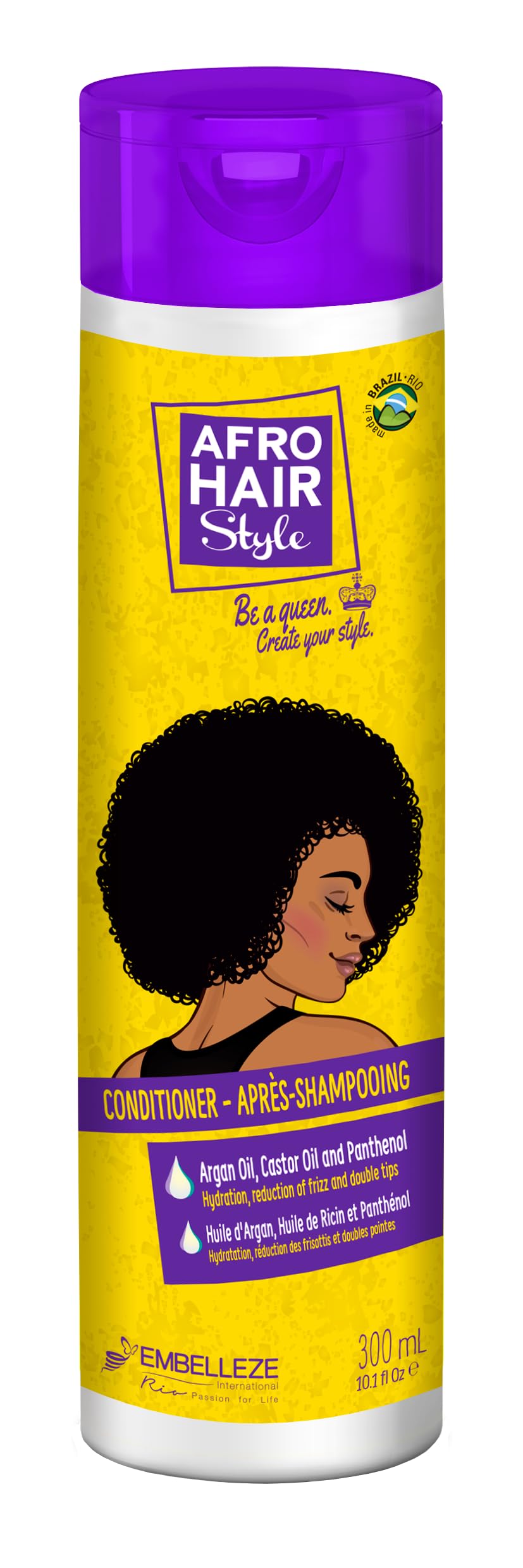 Novex AfroHair Conditioner with Argan and Castor Oils and Panthenol, Moisturises and Helps Control Frizz and Split Ends, Suitable for all Curly and Kinky Hair Types 300ml