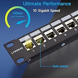 Lysymixs 24 Port RJ45 Patch Panel Cat6 STP Feed