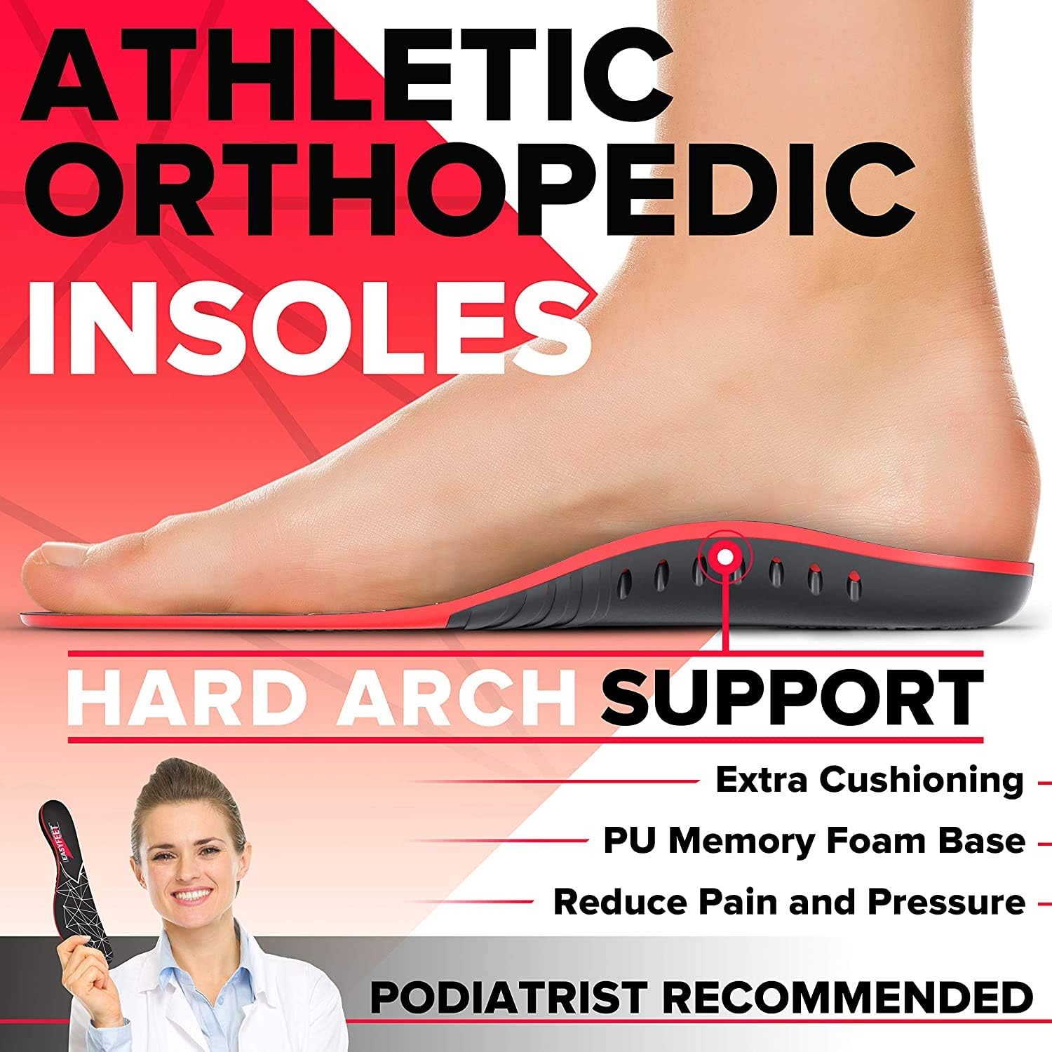 Plantar Fasciitis Arch Support Insoles for Men and Women Shoe Inserts - Orthotic Inserts - Flat Feet Foot - Running Athletic Gel Shoe Insoles - Orthotic Insoles for Arch Pain High Arch - Boot Insoles: Health & Personal Care