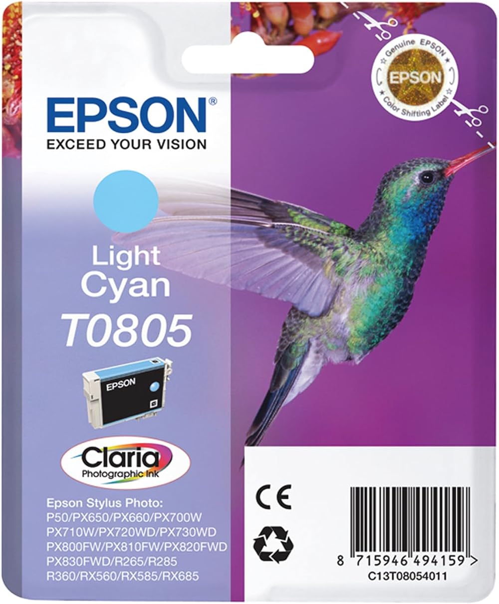 Epson T0805 Light Cyan Ink Cartridge Claria Photo HD Genuine