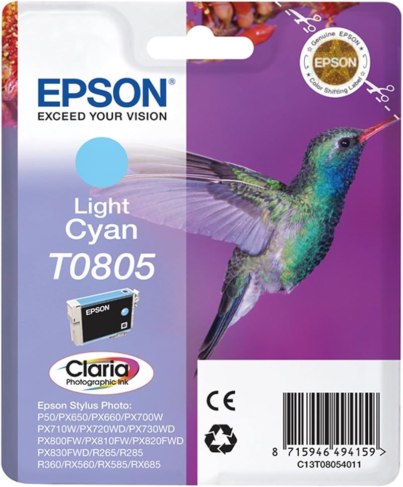 Epson T0805 Light Cyan Ink Cartridge Claria Photo HD Genuine