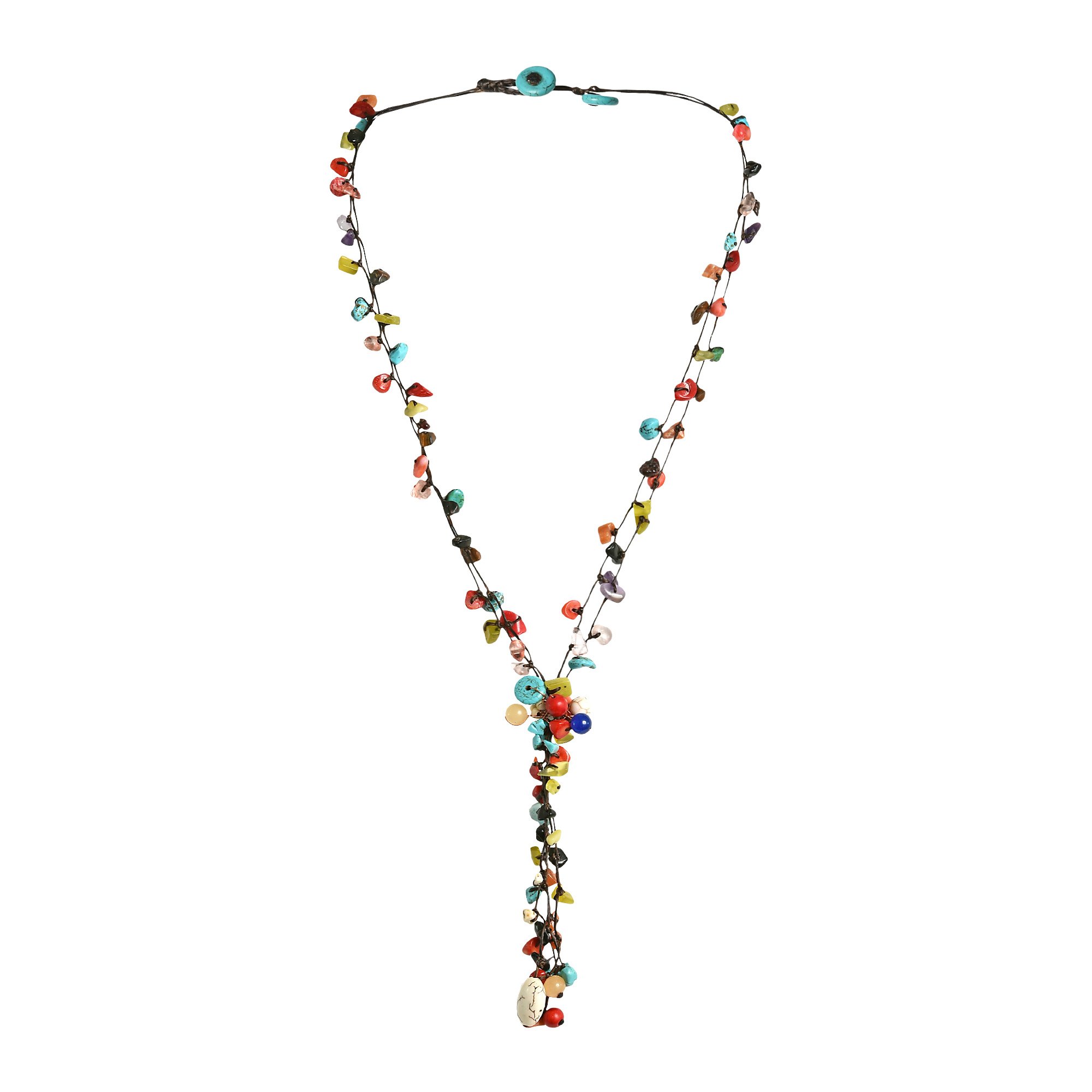 AeraVida Pretty and Elegant Handcrafted Colorful Cluster of Stones Drop Necklace