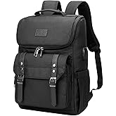 YALUNDISI Vintage Backpack Travel Laptop Backpack with usb Charging Port for Women & Men College Backpack Fits 15.6 Inch Laptop Black