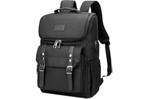 YALUNDISI Vintage Backpack Travel Laptop Backpack with usb Charging Port for Women & Men College Backpack Fits 15.6 Inch Laptop Black