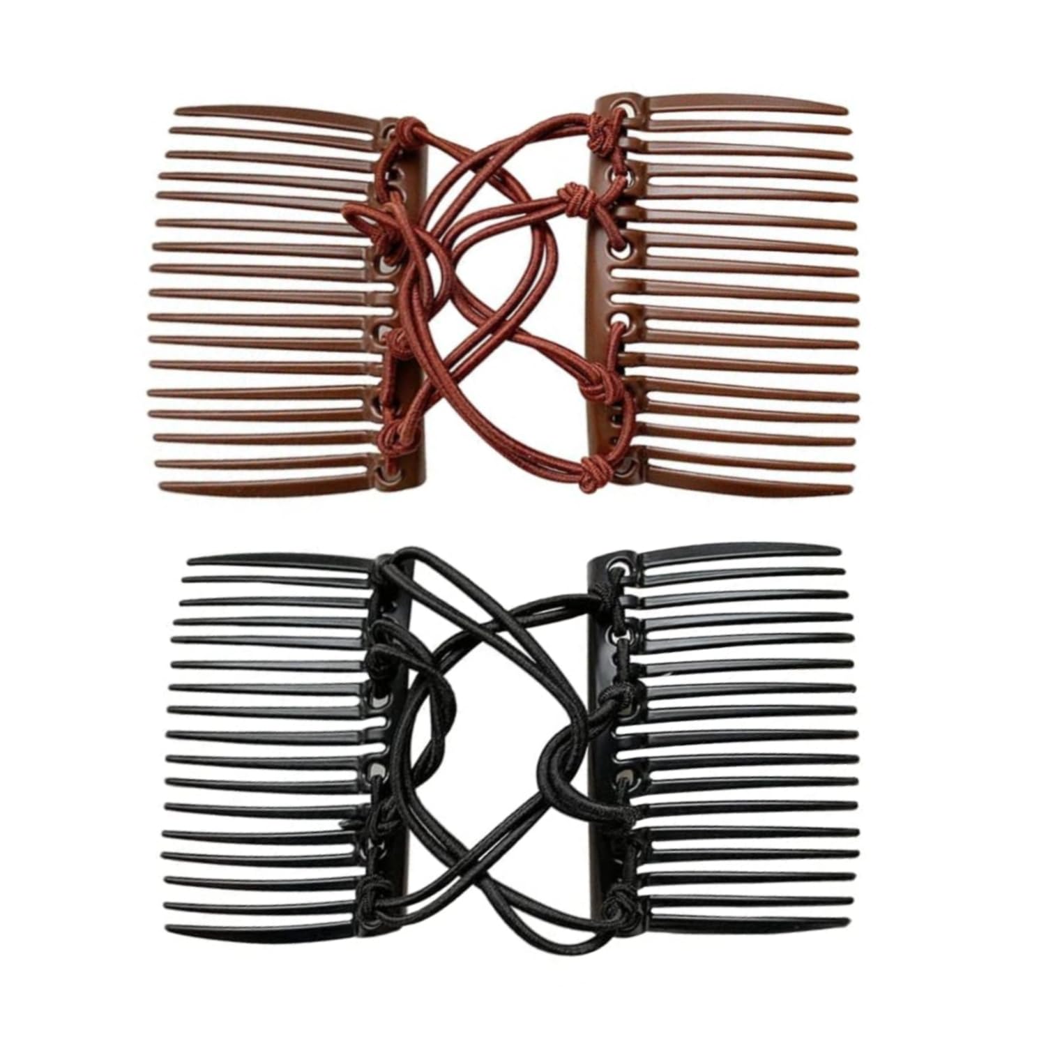 UNVOJL 2pcs Plastic Double Hair Combs Stretchy Fashion Elastic Magic Hair Comb Clips Ponytailer Styling Tool for Women
