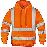 wefeyuv Hi Vis Men's Solid Color Reflective Visibility Sweatshirts Pullover