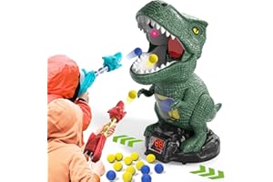 BLmukce Dinosaur Toys Shooting Game for Kids 3 4 5 6 7 8, T-Rex Dinosaur Toys with 2 Air Pump Launchers and 48 Foam Bullets, Interactive Competition Game Gift for Boys Ages 3-5 5-8 Years Old