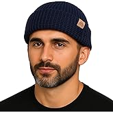 PolarWool™ L/XL/XXL Merino Wool Waffle Fisherman Beanie Watch Cap Dual-Layer 2 Styles Warm Winter Knit Hat for Men Women