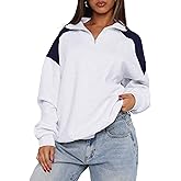 ZREQV Sweatshirts for Women Cropped Pullover Fleece Quarter Half Zip Hoodies Loose Fit Tops Fall Outfits Sweaters Y2K Clothes